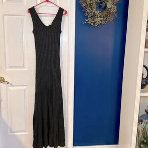 Women’s Boston Proper Gray Cable Knit Sleeveless Maxi Dress Size Medium